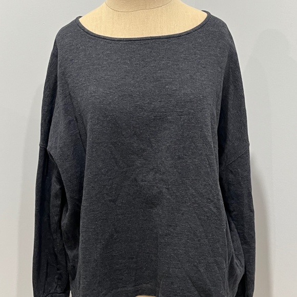 Vince Camuto Drop-Shoulder Boxy Ltweight Sweatshirt Women's - Deep Gray LARGE - Picture 1 of 7